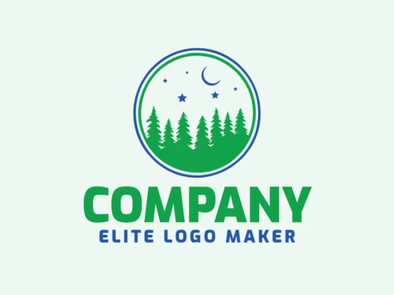 Logotipo en forma de un árbol combinado con un cielo en colores verde y azul, este logotipo es ideal para diferentes áreas de negocio.