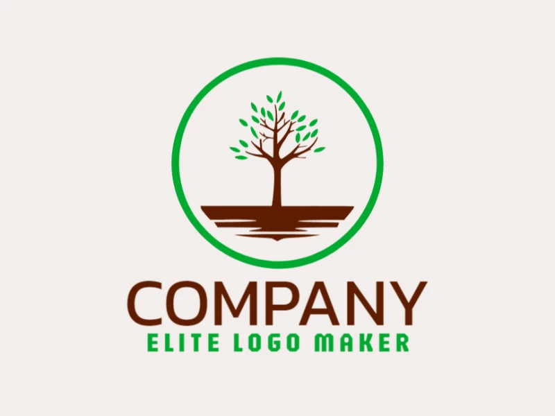 Un logotipo versátil y cuidadosamente elaborado en forma de una árbol con hojas, con un estilo creativo; los colores elegidos fueron verde y marrón oscuro.