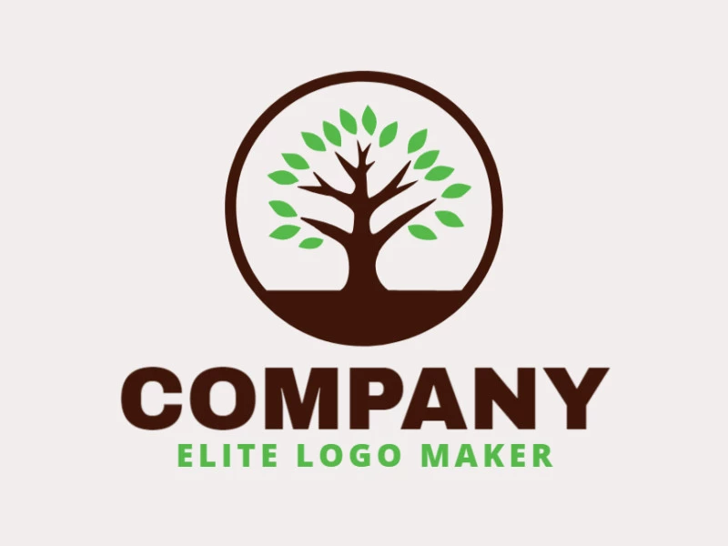 Logotipo profesional en forma de árbol con hojas, con diseño creativo y estilo creativo.