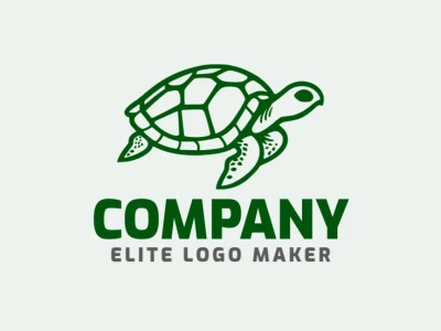 Logotipo en forma de una tortuga con diseño hecho a mano y color verde.