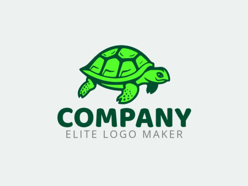 Logotipo profesional en forma de una tortuga con un estilo animal, el color utilizado fue el verde.