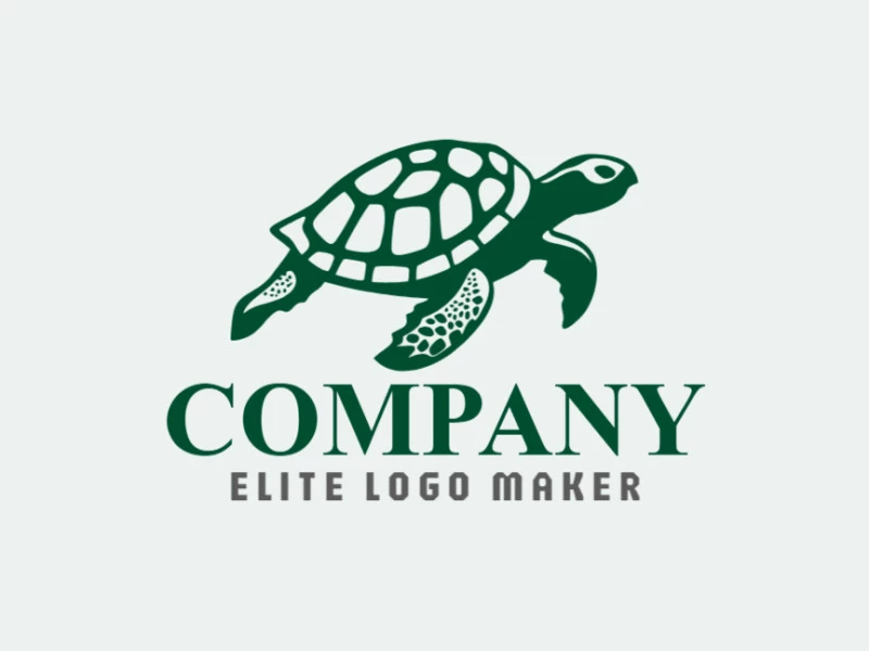 Logotipo adaptable en forma de una tortuga con un estilo simple, el color utilizado fue el verde oscuro.