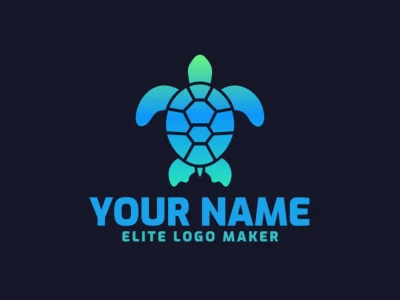 Un logotipo llamativo de una tortuga en estilo degradado verde y azul, ideal para empresas que buscan un diseño personalizable y memorable.