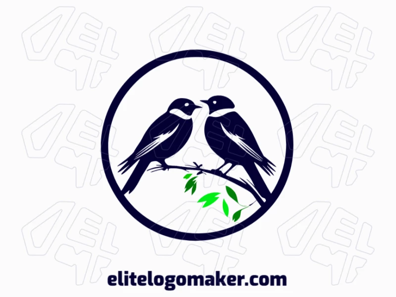 Dos Pájaros Logotipos Para Las Empresas Crear su logotipo en línea con la forma de dos pájaros con colores personalizables y estilo abstracto.