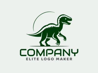 Logotipo personalizable en forma de un tiranosaurio compuesto por un estilo ilustrativo y colores verde y verde oscuro.