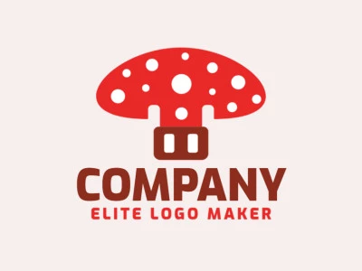 Logotipo personalizable en forma de una seta combinado con un usb compuesto por un estilo abstracto y colores rojo y blanco.