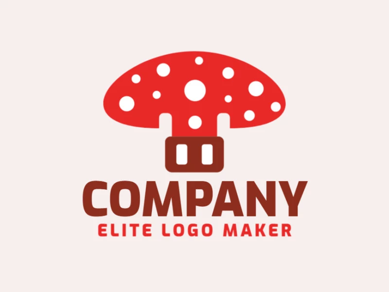 Logotipo personalizable en forma de una seta combinado con un usb compuesto por un estilo abstracto y colores rojo y blanco.