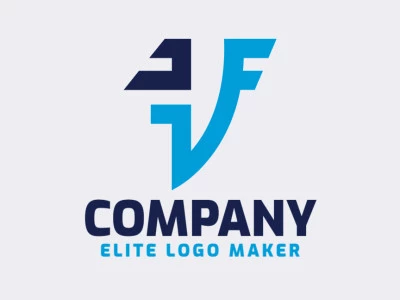 Logotipo con diseño creativo, formando una letra "V" combinado con una letra "F", con estilo minimalista y colores personalizables.