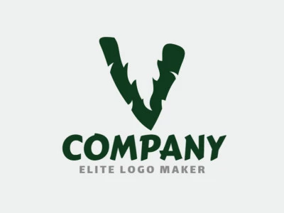 Logotipo disponible para venta en forma de una letra "V" con estilo carta inicial y color verde.