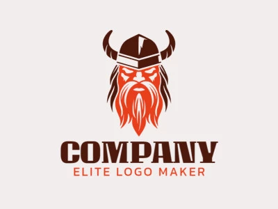 Logotipo con diseño creativo, formando un vikingo con estilo simple y colores personalizables.