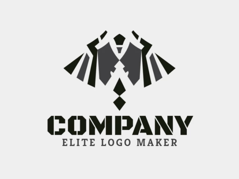 Logotipo personalizable en forma de un buitre compuesto por un estilo simétrico y color negro.