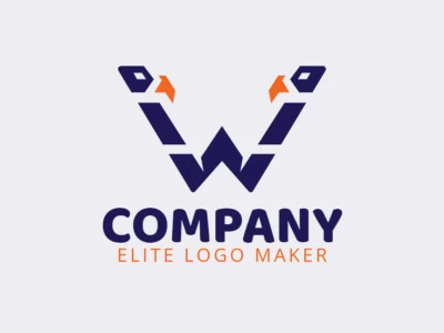 Crear su logotipo en línea con la forma de una letra "W" combinado con dos pájaros, con colores personalizables y estilo simétrico.