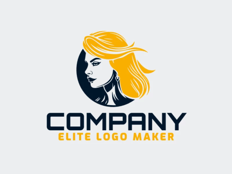 Logotipo personalizable en forma de una mujer guerrera con diseño creativo y estilo ilustrativo.