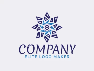 Logotipo personalizable en forma de una cámara combinado con una estrella compuesto por un estilo abstracto y color azul.