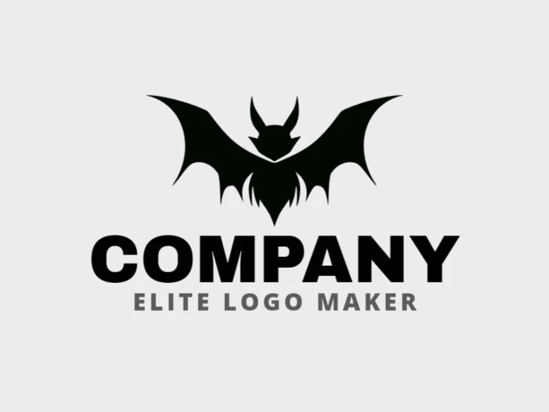 Crear un logotipo para su empresa en forma de un murciélago salvaje con estilo simple y color negro.