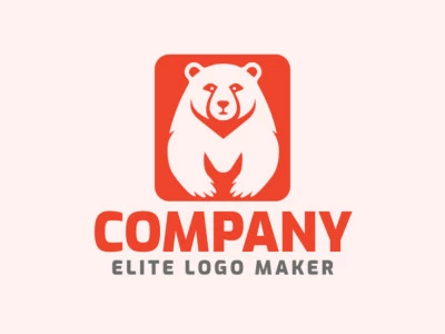 Crea un logotipo ideal para tu negocio en forma de un oso salvaje con un estilo simétrico y colores personalizables.