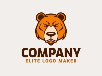 Un logotipo abstracto con un oso salvaje en un diseño moderno, destacado en tonos de marrón y naranja.