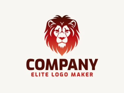 Un diseño de logo mascota que presenta un león salvaje, ideal para varios conceptos de branding, en colores rojo y negro.