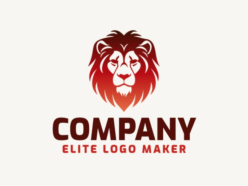 Un diseño de logo mascota que presenta un león salvaje, ideal para varios conceptos de branding, en colores rojo y negro.