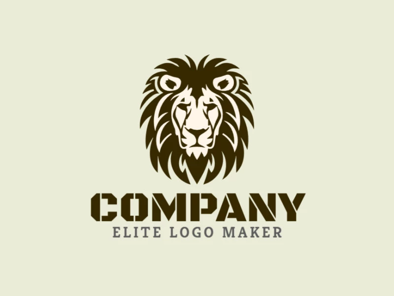 Un logotipo simétrico con un león salvaje, ideal para una empresa que busca una identidad elegante y lujosa.