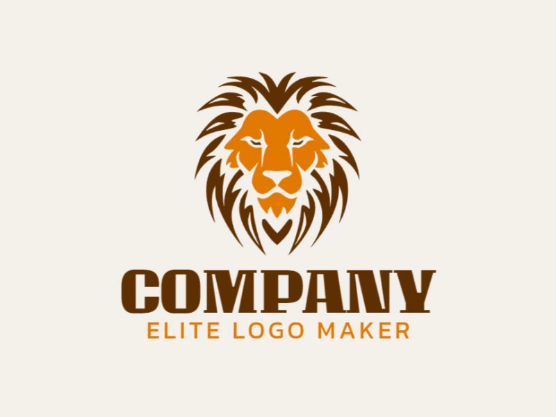 Crear su logotipo en línea con la forma de un león salvaje con colores personalizables y estilo simétrico.