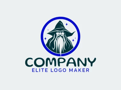 Crear su logotipo en línea con la forma de un mago con colores personalizables y estilo simple.