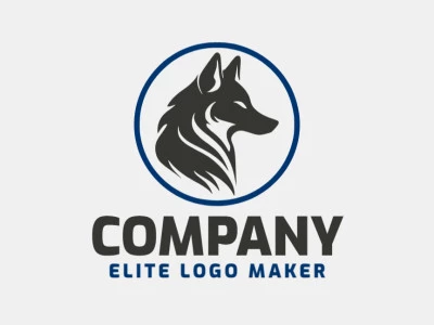 Crear su propio logotipo en forma de un lobo con un estilo circular y colores azul y negro.