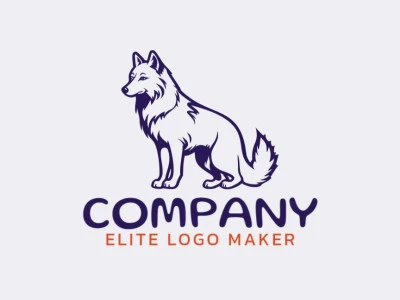 Logotipo ilustrativo con formas sólidas que forman un lobo con un diseño refinado y color azul.