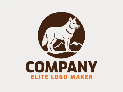 Un logotipo profesional en forma de un lobo con un estilo circular, el color utilizado fue marrón.