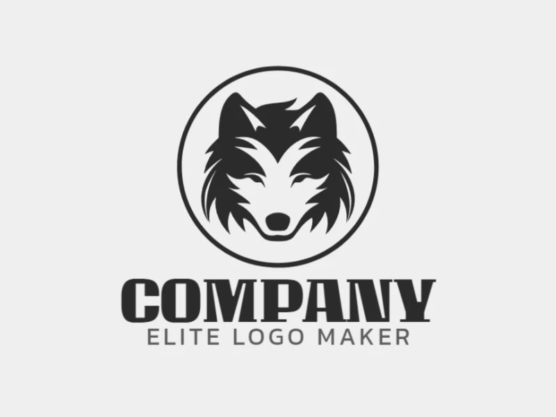 Cree un logotipo memorable para su negocio en forma de un lobo con un estilo circular y un diseño creativo.