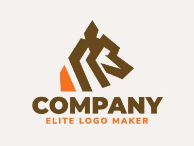 Logotipo minimalista creado con formas abstractas que forman un lobo en colores marrón y naranja.