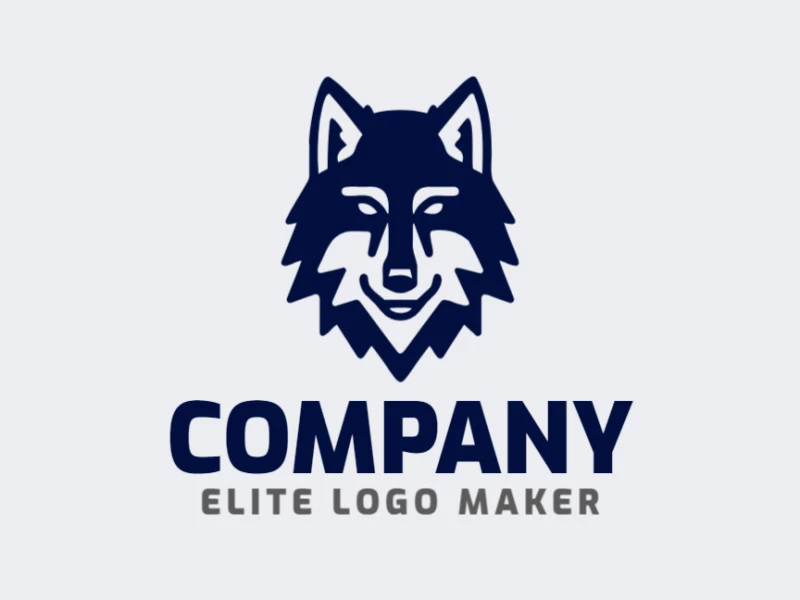 Un diseño de logotipo simétrico que presenta un lobo, representando fuerza e inteligencia.