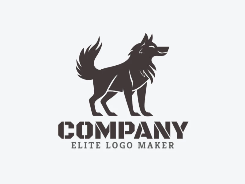 Una plantilla de logotipo animal ideal que presenta un lobo elegante, que encarna fuerza y agilidad con líneas minimalistas.