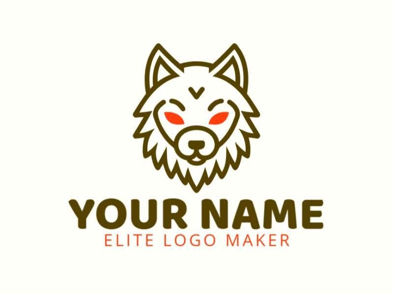 Un logotipo prominente en monolinea con una cabeza de lobo, diseñado para ser adecuado para marcas que buscan una identidad visual audaz y limpia.