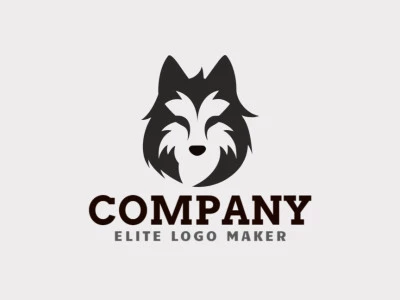 Cree un logotipo vectorial para su empresa en forma de una cabeza de lobo con un estilo minimalista, el color utilizado es el negro.