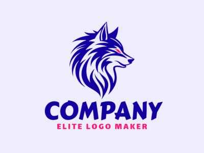 Logotipo tribal con formas sólidas que forman una cabeza de lobo con un diseño refinado y color azul oscuro.