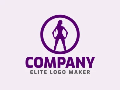 Logotipo de vector en forma de una mujer con estilo simple y color violeta.