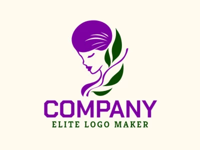 Un logotipo ilustrativo que combina a una mujer con hojas, presentando una idea sofisticada y creativa.