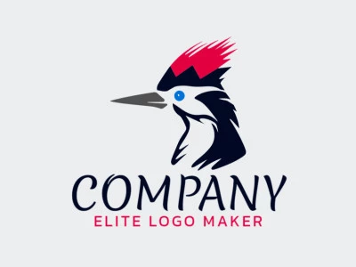 Logotipo memorable en forma de un pájaro carpintero con estilo abstracto y colores personalizables.