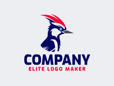 Cree un logotipo memorable para su negocio en forma de un pájaro carpintero con un estilo creativo y un diseño creativo.