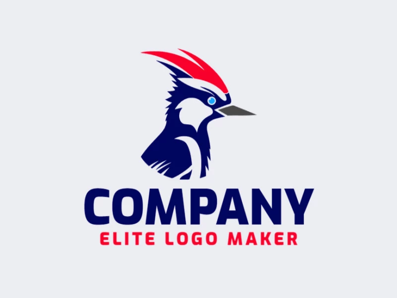 Cree un logotipo memorable para su negocio en forma de un pájaro carpintero con un estilo creativo y un diseño creativo.