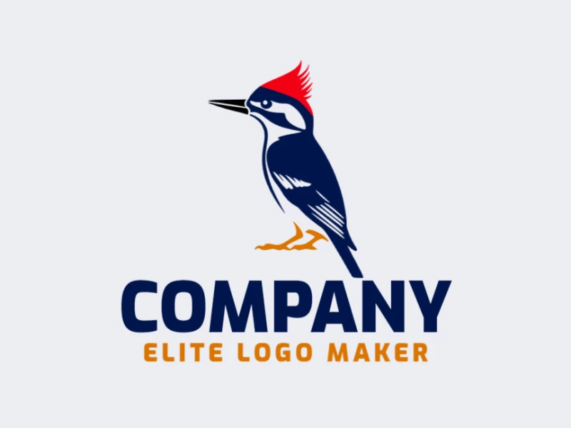 Crear su logotipo en línea con la forma de un pájaro carpintero con colores personalizables y estilo abstracto.