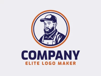 Logotipo moderno en forma de un hombre trabajador con diseño profesional y estilo abstracto.