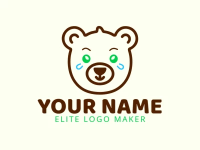 Un logotipo minimalista con la cabeza de un oso joven, diseñado con líneas limpias para un aspecto fuerte y profesional, perfecto para aplicaciones comerciales.