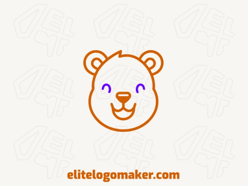 Un logotipo barato y personalizable en monolinea con la cabeza de un oso joven, diseñado con líneas simples y limpias para un aspecto accesible.