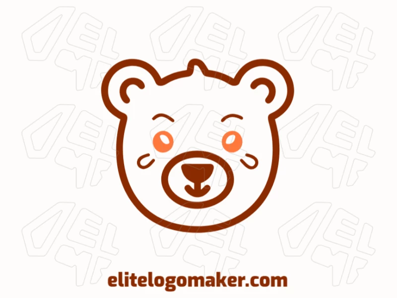 Cabeza De Oso Joven Con Color Naranja Creador De Logotipos Profesional Y Creativo Una cabeza de oso joven llamativa de color naranja, diseñada en estilo animal, ofreciendo un atractivo visual vibrante y dinámico.