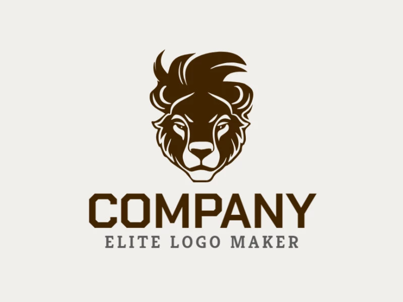 Un logotipo de mascota carismático que presenta a un león joven en un tono marrón oscuro, simbolizando fuerza y vitalidad.