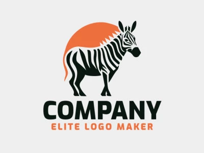 Cree un logotipo vectorial para su empresa en forma de un caminando cebra con un estilo animal, los colores utilizados son naranja y negro.