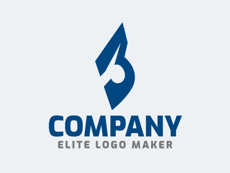 Com um estilo minimalista, este logo apresenta um design elegante do número "3" em azul. Ele transmite simplicidade e elegância, sendo perfeito para marcas modernas e contemporâneas.