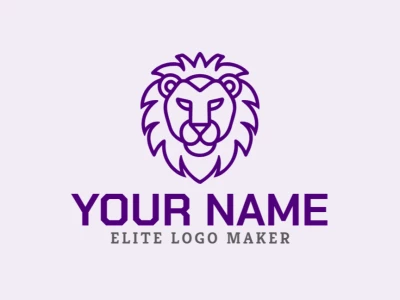 Um logotipo abstrato de leão roxo no estilo de letra inicial, oferecendo um design ousado e personalizável para uma marca única.